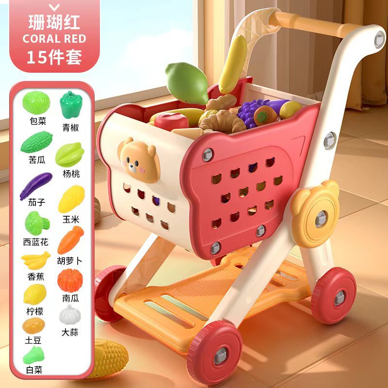 Carrito de compras juguetes para bebés pequeños carritos de mano para niños en casa Fruit Chopper Supermercado para niños y niñas cocina para niños