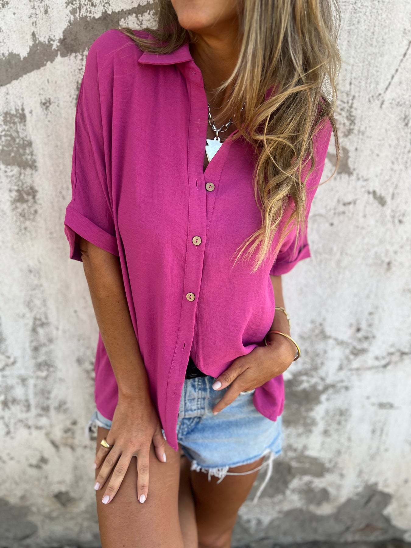 2026 Cross-Border European And American Independent Site Spring/Summer Women's Turn-Down Collar Casual Top_ecoleips.com