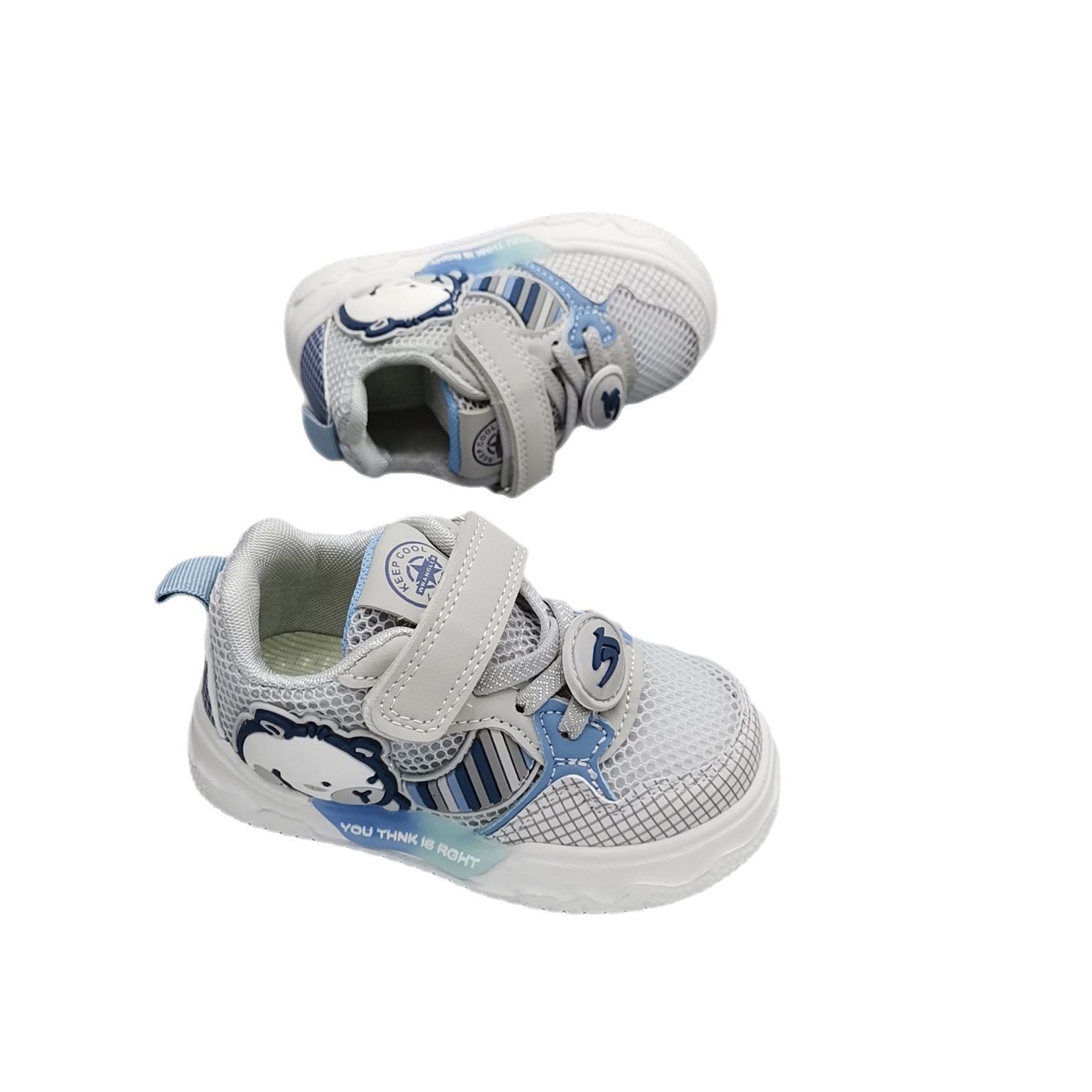 Nuevas pegatinas de malla única para niños pequeños y medianos de 3 a 8 años, zapatos para niños y niñas, zapatillas de deporte antideslizantes de suela blanda para bebés