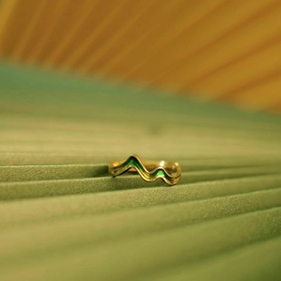18K Gold Qianli Jiangshan Ring Au750 Enamel Paint Overlapping Shadow Hill Ancient Method Ring Versatile Couple Ring