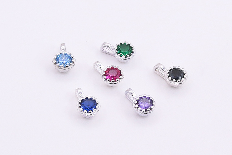 925 Sterling Silver Material 1 Piece 7*4mm 925 Sterling Silver Zircon Geometric Polished Pendant