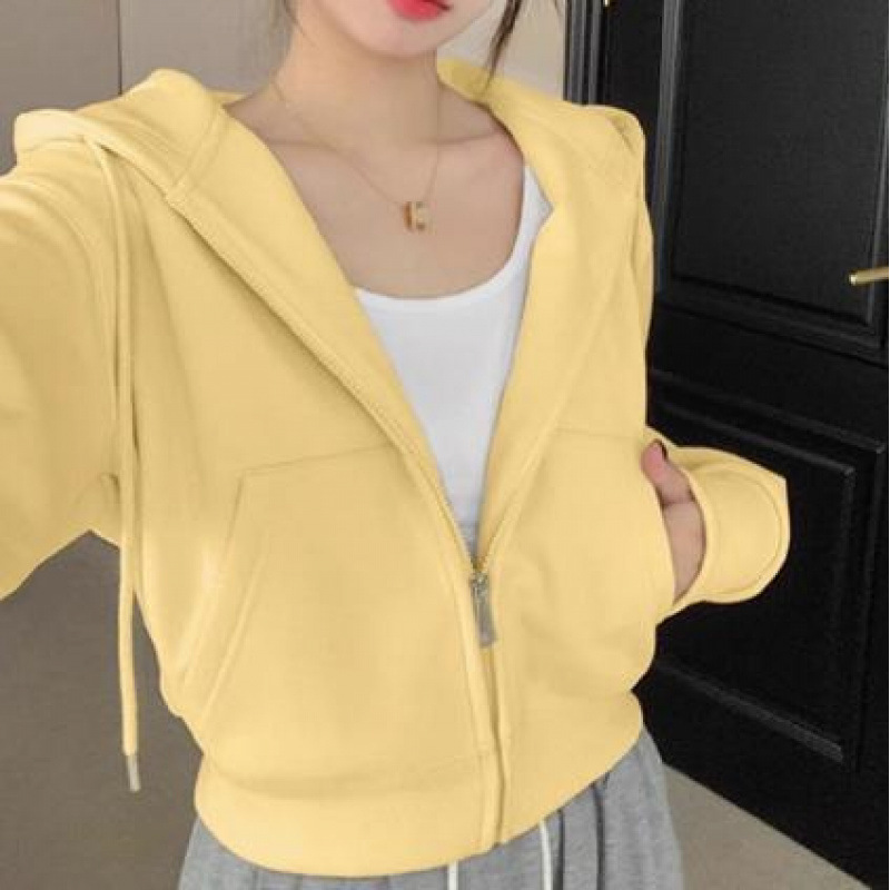 连帽拉链卫衣外套女宽松2025新款百搭休闲薄款短款即墨卫衣开衫女|undefined