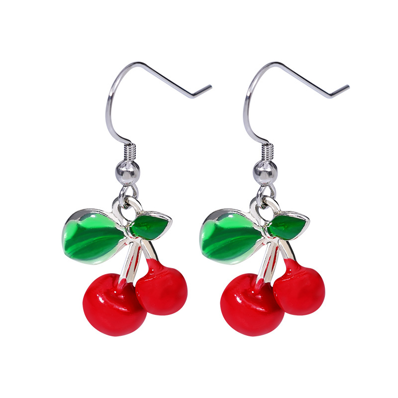 Aretes de cereza roja para mujer – colgante exquisito, fruta de imitación versátil, nuevo estilo