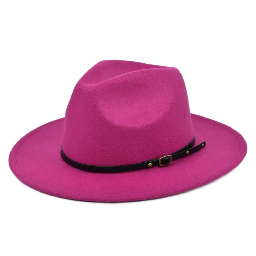 Unisex Retro Solid Color Sewing Flat Eaves Fedora Hat display picture 16