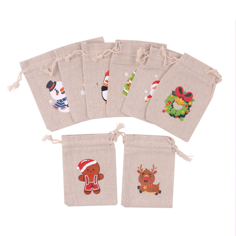 圣诞棉布包装袋礼品袋子抽绳束口收纳袋平安果糖果送礼现货批发