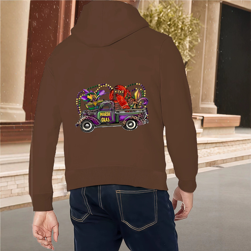 2026 Autumn/Winter Carnival Truck Print Hooded Sweatshirt for Men, American Style Casual Loose Fit Couple's Trendy Brand Hoodie