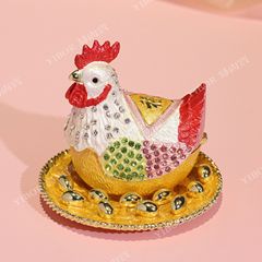 新商品エナメルカラージュエリーボックス亜鉛合金置物中国式福字鶏雌鶏卵家庭寝室装飾プレゼント