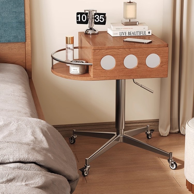 Solid Wood Dressing Table, Antique Style, Small Movable Lifting Mini Wall Corner Dressing Table and Desk, All-In-One Multi-Function