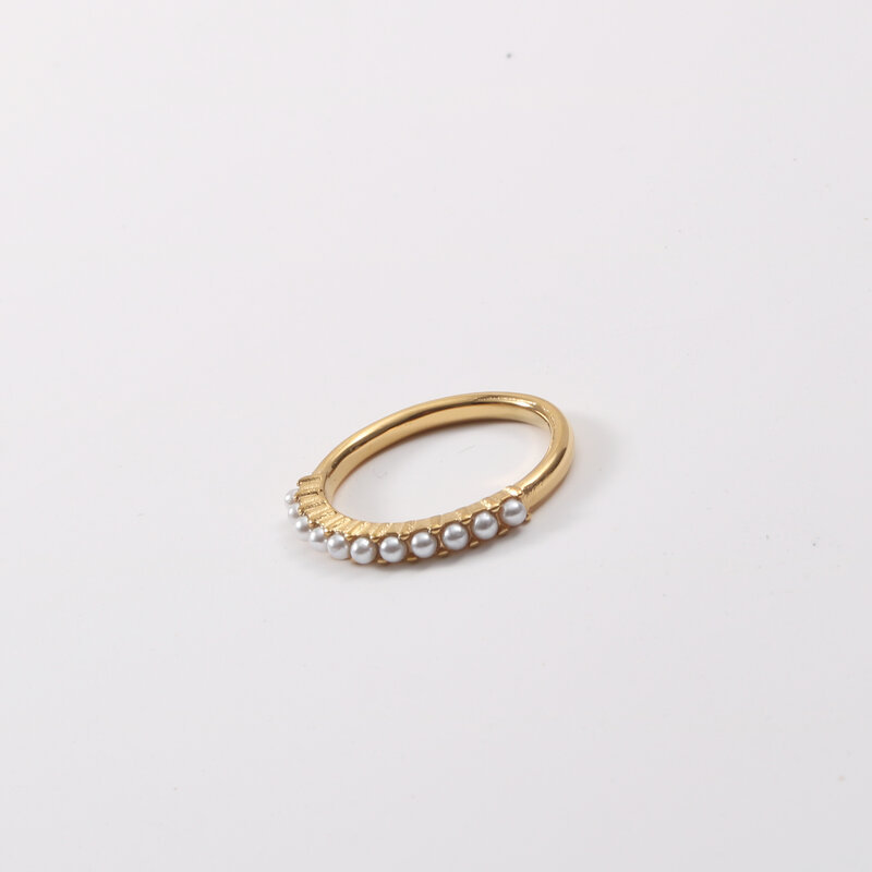 Fashion Geometric Titanium Steel Plating Artificial Pearls Rings display picture 3