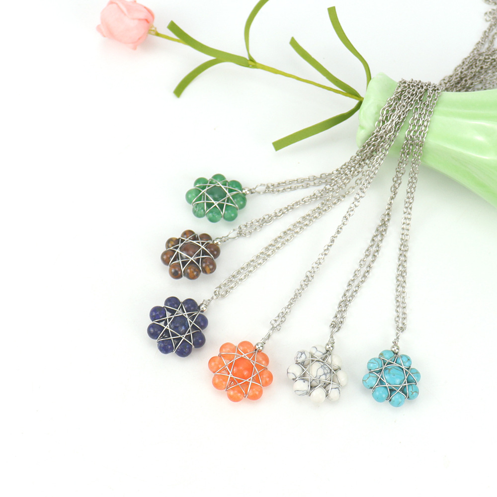 Simple Style Flower Crystal Handmade Pendant Necklace 1 Piece