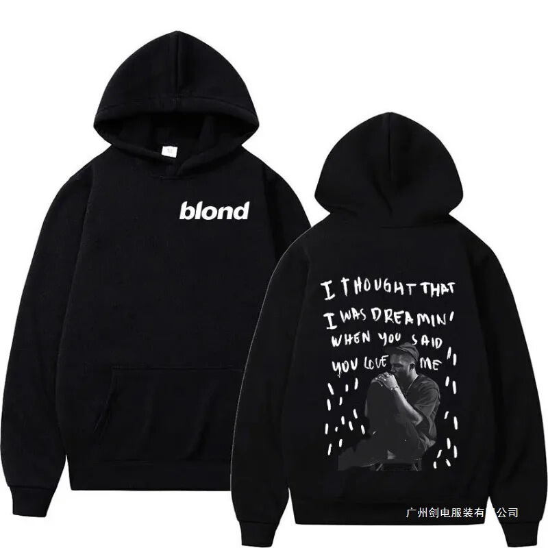 Rapper Frank Pullover Sweatshirt Ocean Blonde Hip-Hop Music Album Oversized Sweatshirt Graphic Print Men's