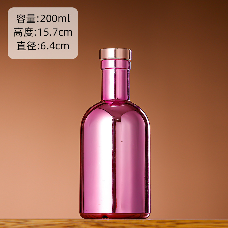 Galvanoplastia botella de vino de vidrio vodka botella de hielo botella de bebida de gama alta botella de vino extranjero botella de vino tinto chapado en oro botella vacía al por mayor