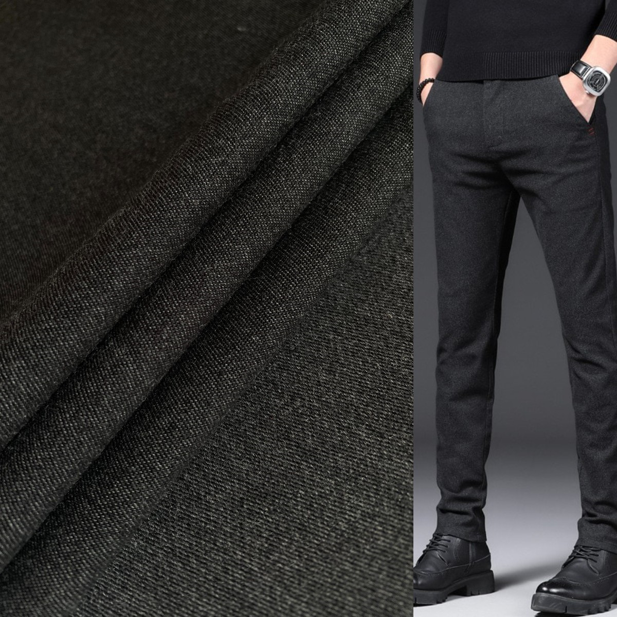 大量直销 涤棉交织斜纹弹力牛仔面料 时装 男女休闲裤弹力面料