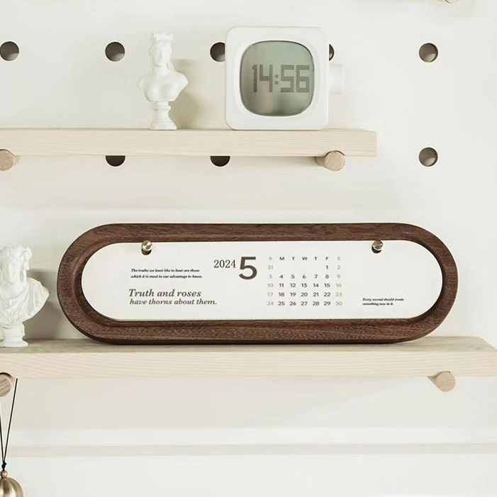 Calendario de madera 2024 nuevo calendario base hogar Oficina escritorio decoración simple Calendario de madera soporte