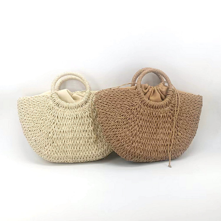 Vacation Style Semicircle Shape Large Size Women's Large Spring&summer Straw Vacation Straw Bag