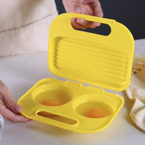 Microwave oven steamed egg box plastic soft boiled egg poached egg boiler round steamed sun egg omelet box Korean style