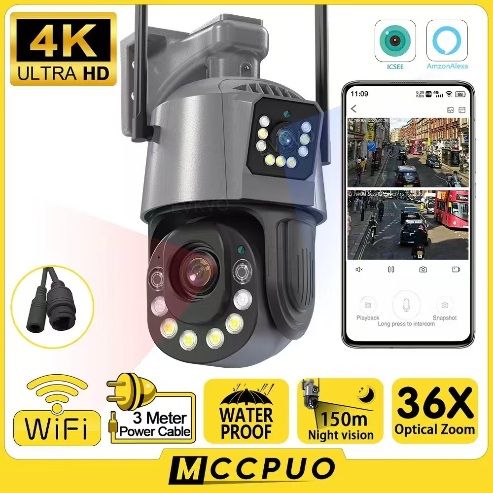 ICSEE 36 xarici WiFi kamera 50X zoom gecə görmə