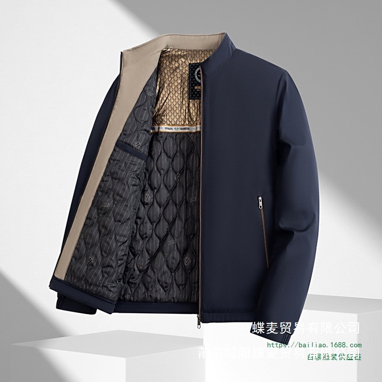 Dad's Cotton-Padded Thickened Stand-Up Collar Jacket Autumn and Winter New Warm Middle-Aged Men's Casual Jacket Cotton Clothing Wholesale