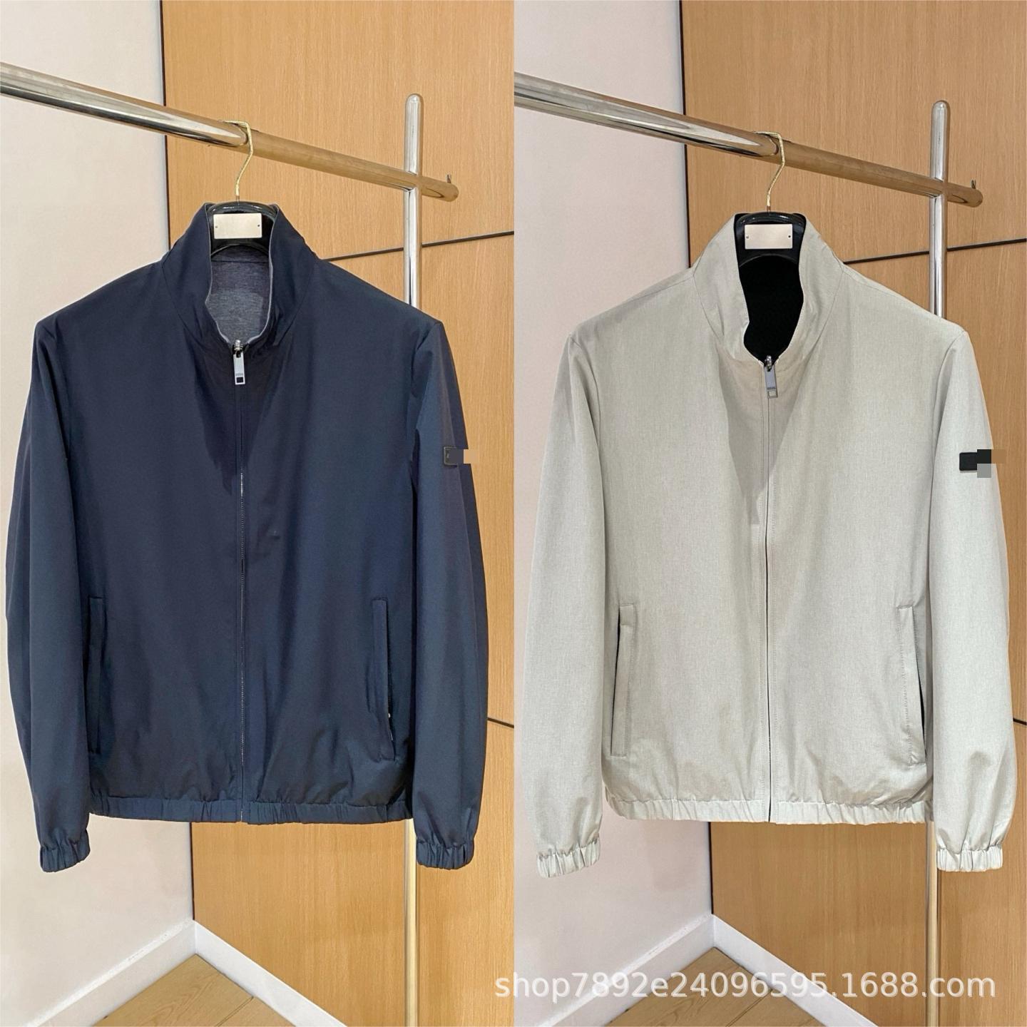 Europe-Z Asia 2025 Spring/Summer New Letter Embroidery Badge Business Reversible Stand Collar Men's Jacket Trend