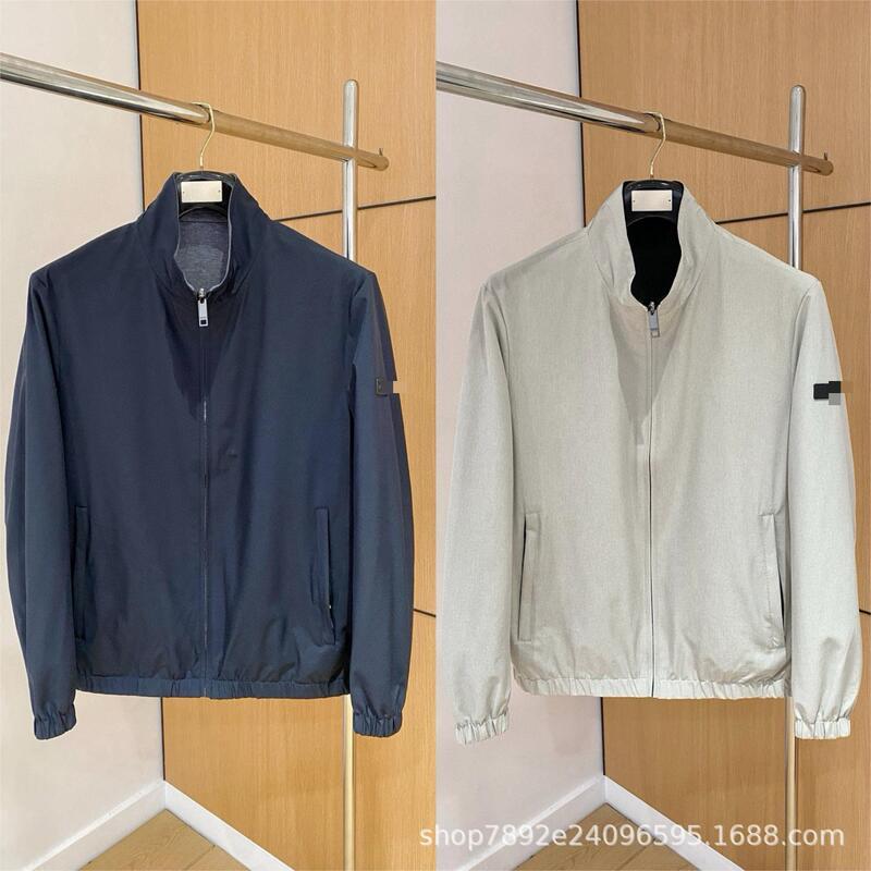 Europe-Z Asia 2025 Spring/Summer New Letter Embroidery Badge Business Reversible Stand Collar Men's Jacket Trend