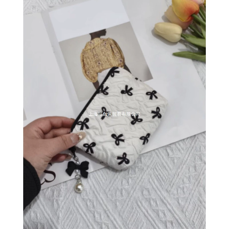 Маленький свежий тканевый кошелек для монет с бантом, женский большой вместительный мешок для хранения карт, мини-косметичка для губной помады, сумка для наушников