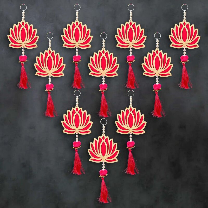 Cross-Border Amazon Popular Diwali Wooden Pendant Lotus Decoration Wall Hanging Home Door Entrance Wooden Hanging