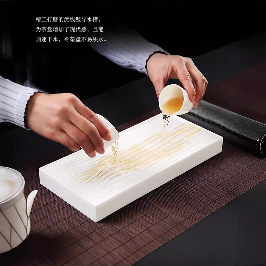 Winjiang dehua bandeja de té de porcelana blanca juego de té de cerámica bandeja de té doméstica té mar rectangular gran mesa de té estilo japonés bandeja de té seco