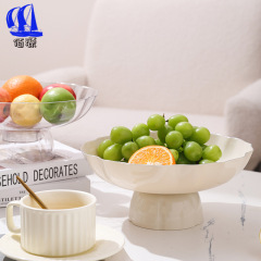 ネットレッドの果物皿家庭用リビングルームのお茶のお菓子皿クリーム風の高い顔の値は水の大容量の果物皿を切ることができます。
