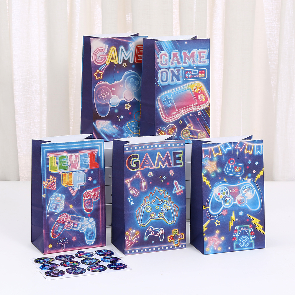 游戏机印花牛皮纸袋派对送礼包装礼品袋购物手提袋厂家现货供应