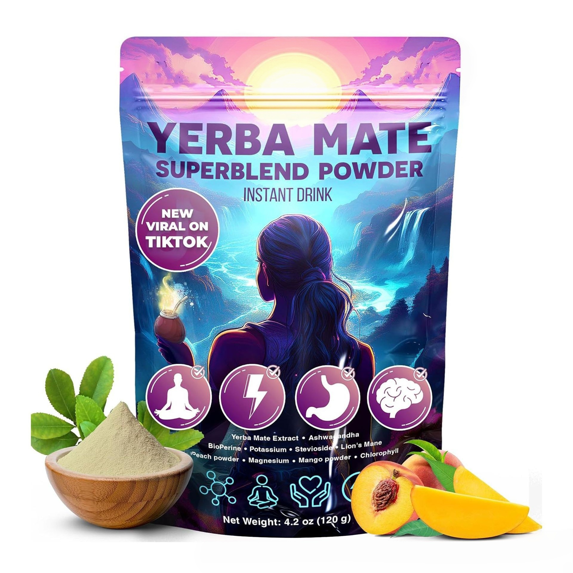 Cross-border qualified Yerba mate instant powder Yerba mate, South African reishi mushroom, lion's mane mushroom