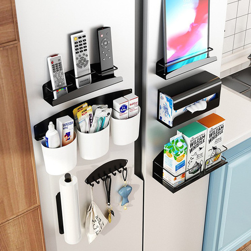 Cross-border refrigerator magnetic storage rack side door storage box punch-free gap wall hanging rack kitchen home storage rack