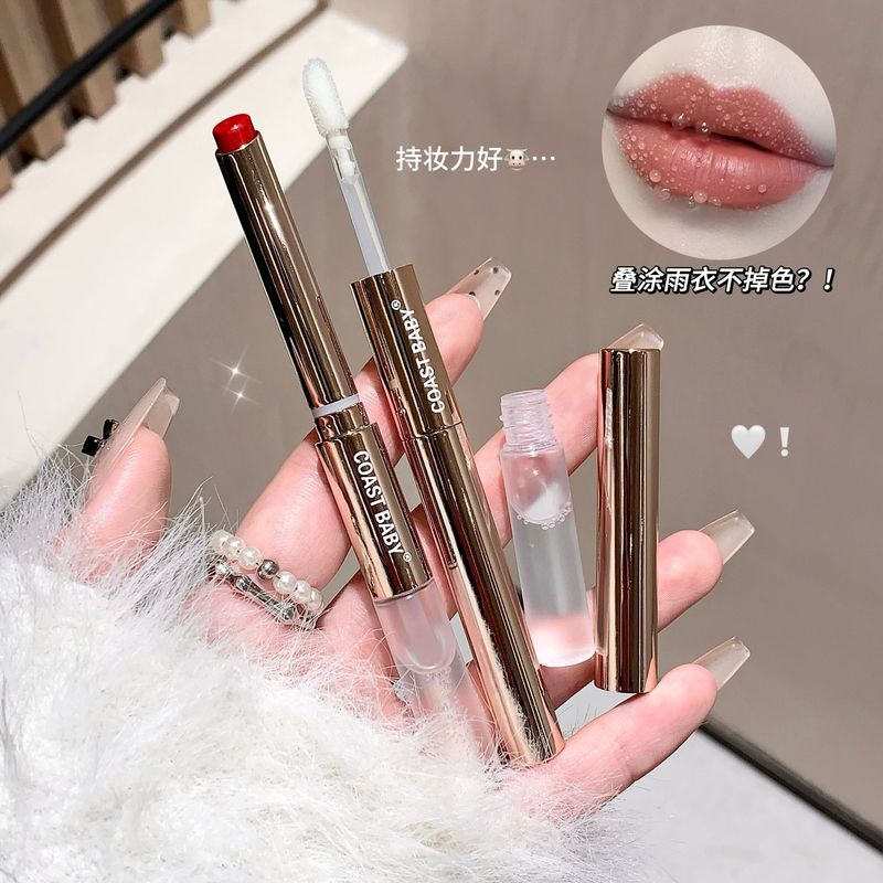 COAST BABY ソフトサテンカラーロックメイクレインコート口紅双頭リップグレーズミラーマットホワイトニング手頃な価格のリップグレーズ|undefined