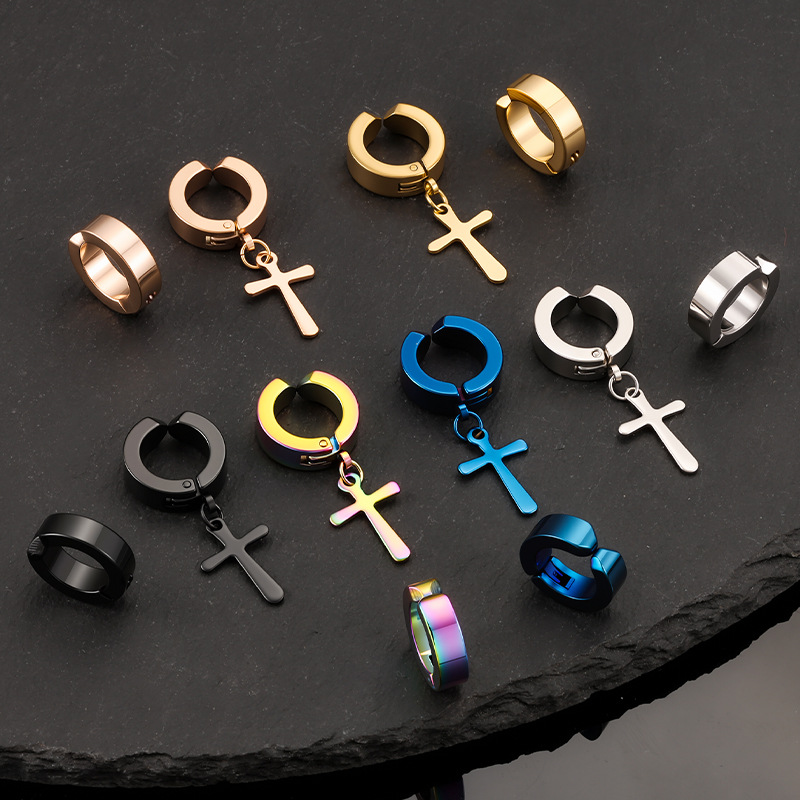 欧美跨境时尚钛钢耳夹男女潮流个性耳环无耳洞小众不锈钢耳饰批发