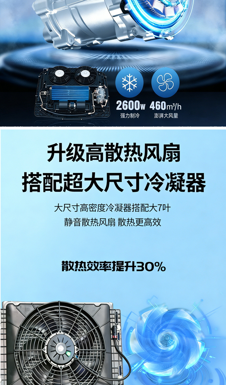 Cross-Border 12V24V Car Parking Air Conditioner, Roof-Mounted All-In-One Unit, Vehicle-Mounted Refrigeration, Inverter, Light Truck, New Energy Vehicle