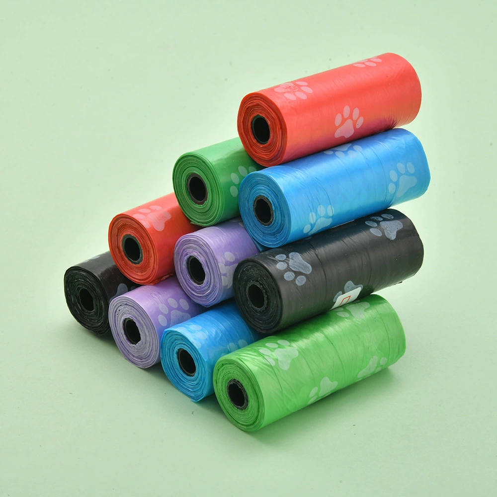 ПЭТ туалет мешок оптом с печатью мульти-рулон ПЭТ мешок для мусора открытый портативный уборка собаки мешок для мусора
