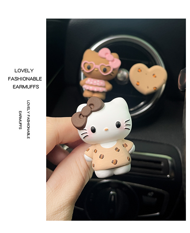 Cute Swimsuit Black Leather Kt Cat Car Air Freshener Cartoon Perfume Diffuser Stone Ornament Car Air Vent Decoration Fragrance