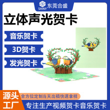 定制跨境3D立体贺卡音乐明信片录音圣诞生日高级感纪念创意小卡片