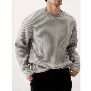 Autumn and Winter 2024 Loose Casual Style All-match Pullover Thickened Knitted Sweater Ins Round Neck Korean Style Fashionable Sweater for Men