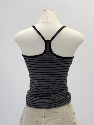 Unique and stylish Thai-style niche striped sleeveless camisole for women—new summer design, perfect for wearing alone or as a base layer, slim-fit short top.
