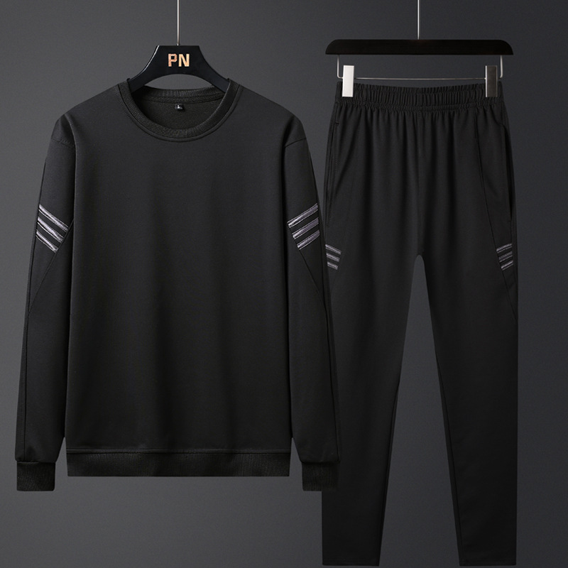 Primavera y otoño traje casual de otoño para hombres incluso camisa de cuello redondo ropa deportiva de moda de primavera y otoño abrigo de tamaño grande