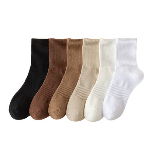 Socks men's pure cotton mid-calf socks long socks solid white autumn men's sports deodorant ins trendy socks men's wholesale