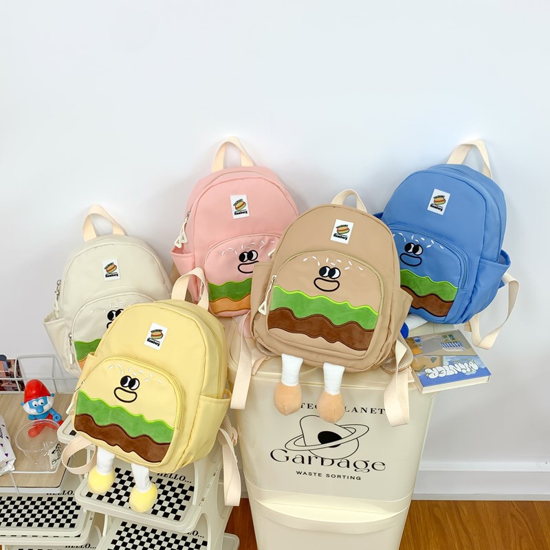 Jardín de infantes bolsas escolares de dibujos animados lindas hamburguesas mochilas para niños y niñas 2025 nueva moda mochila infantil