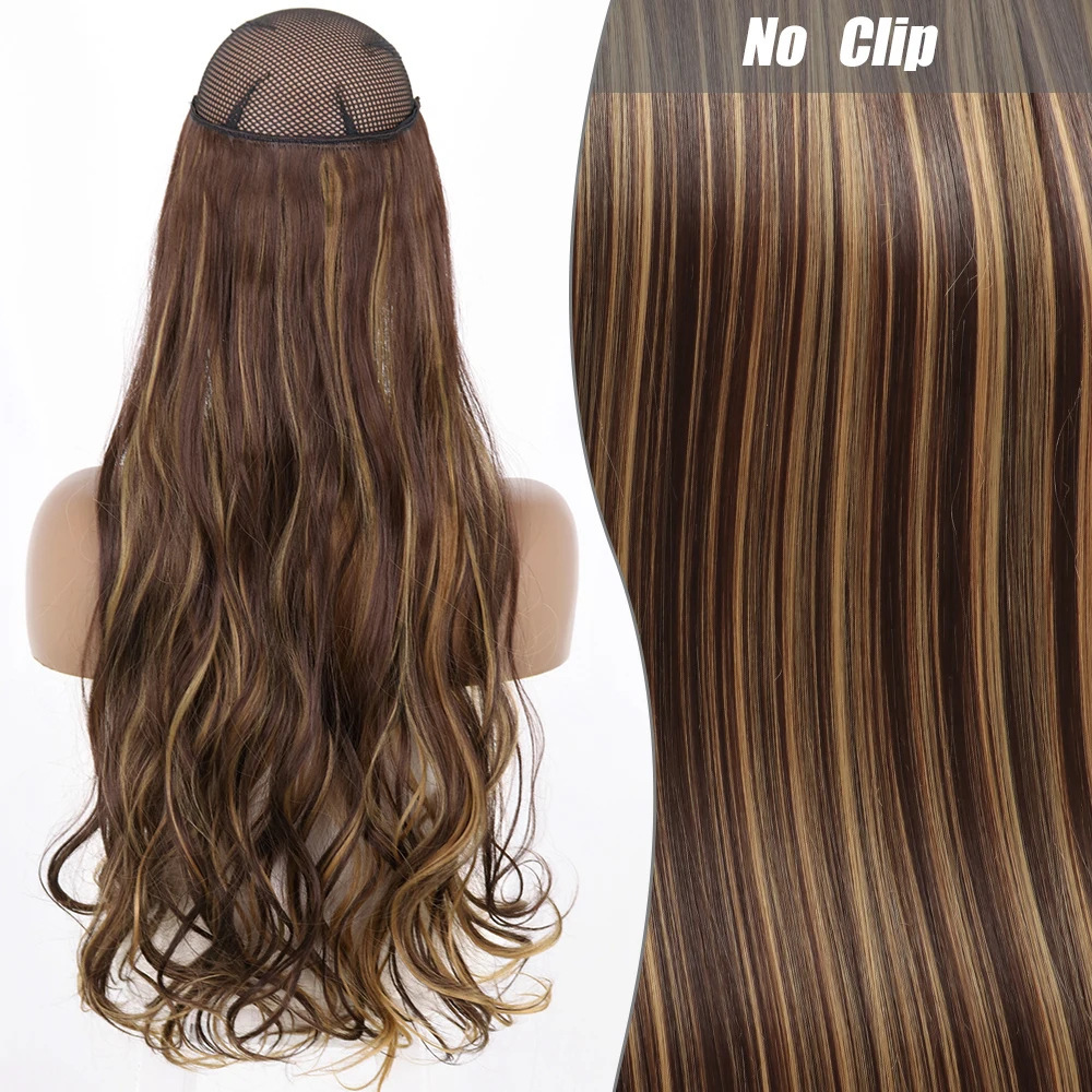 Una pieza de pelucca europea y americana ajusta el cabello rizado largo de las mujeres ondas grandes extensiones de fibra química de cabello de línea de pescado clip cabello