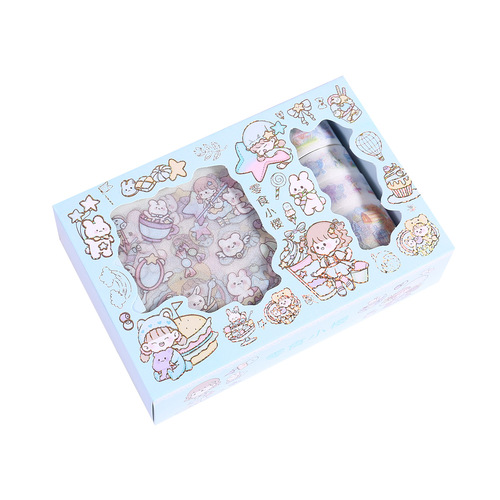 Cartoon cute handbook tape gift box for students and children diy washi tape creative decorative stickers