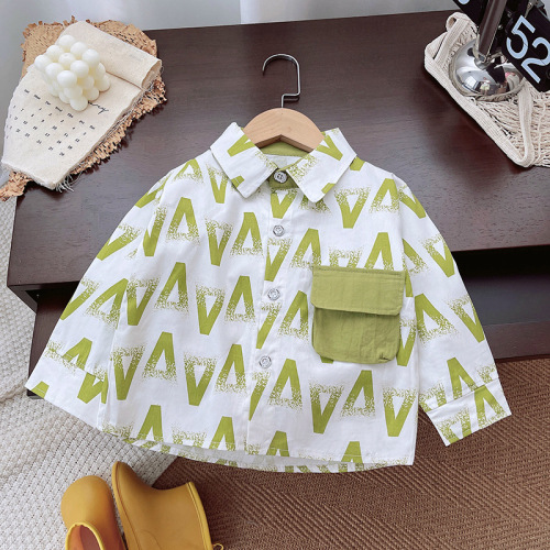 Macho Boy Casual Shirt Spring 2025 New Children's Outerwear Stylish and Trendy Spring and Autumn Style Toddler Autumn Clothes Top