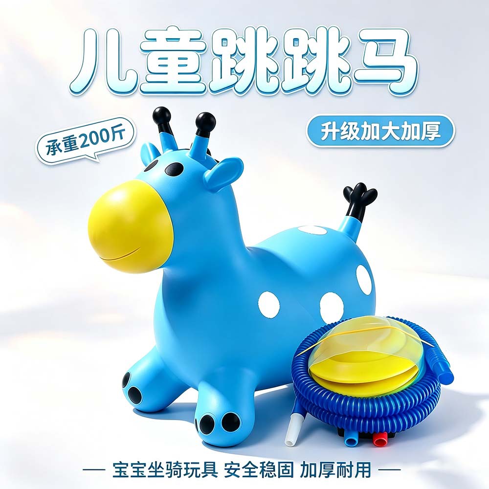 Factory Direct Sales In-Stock Pvc Inflatable Toy Bouncing Horse Rubber Horse Children's Rocking Horse Hot Sale at Market Stalls for Ages 0-3
