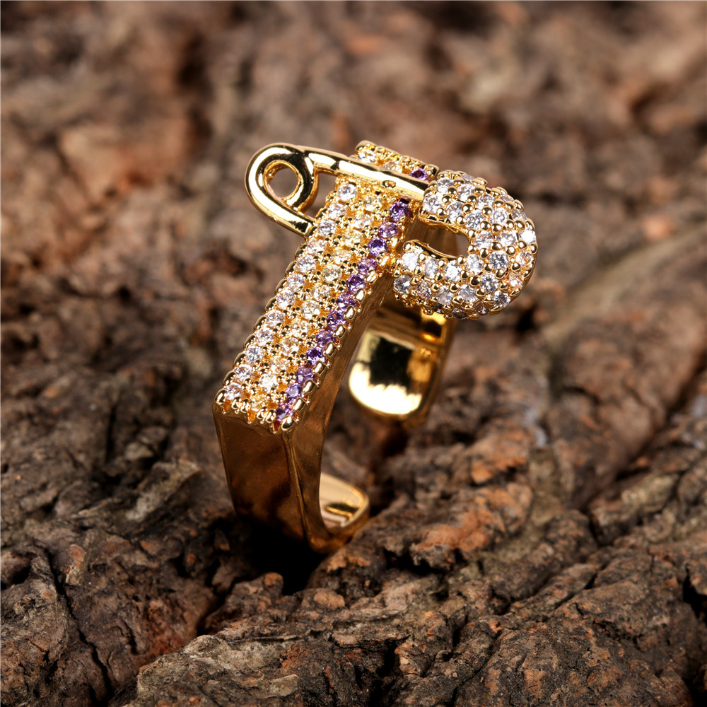 New Diamond Three-color Pin Fashion Open Ring display picture 8