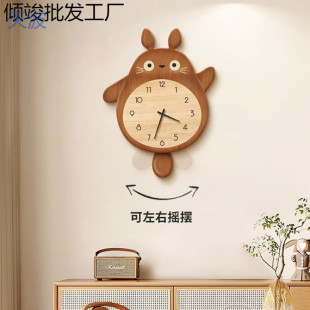 Ttb Totoro Log Style Wall Clock Decorative Painting Restaurant 2025 New Log Style Decorative Painting Clock Living Room Clock
