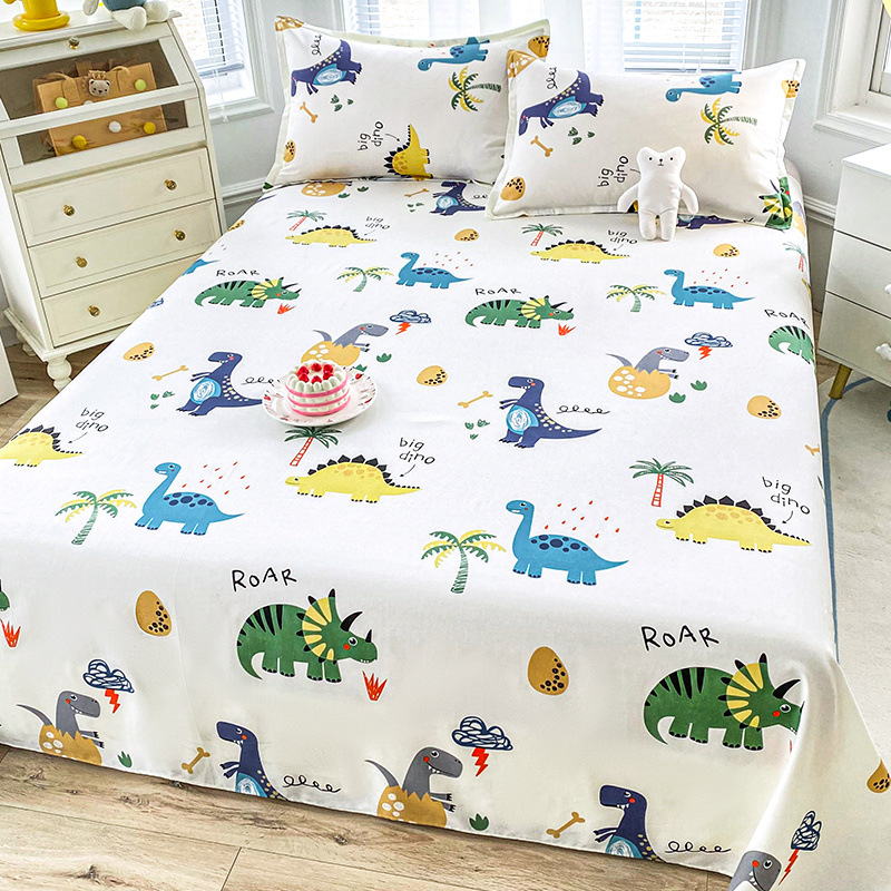 Sábanas de algodón 100% para niños de una sola pieza de algodón dibujos animados lindo ins dormitorio de estudiantes masculinos y femeninos dinosaurio único