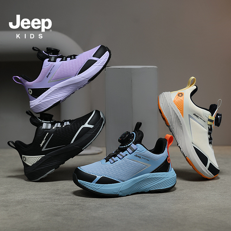 Jeep sneaker 2025 Spring and Autumn New Comfortable Lightweight Girls Running Shoes Swivel Button Boys' Climber Shoes Trendy